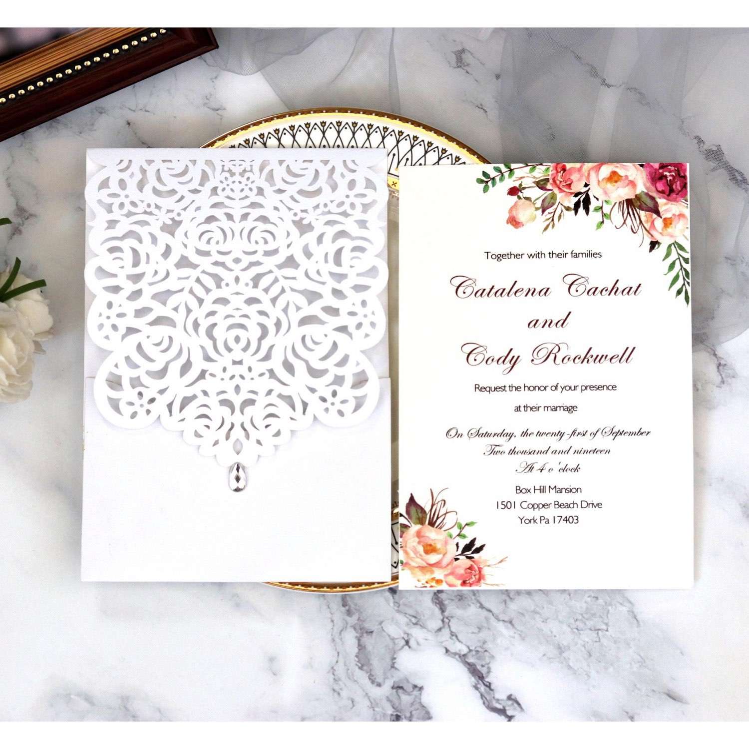 Pocket Marriage Invitation Card Laser Cut Paper Thanksgiving Day Greeting Card